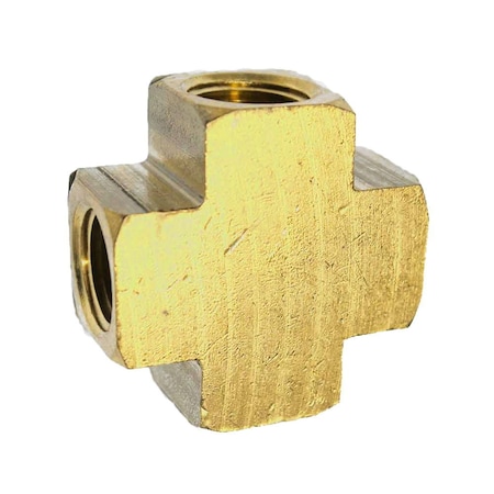 Interstate Pneumatics Brass Cross Fitting - 1/2 Inch NPT (x4), PK 6 FP88X-D6